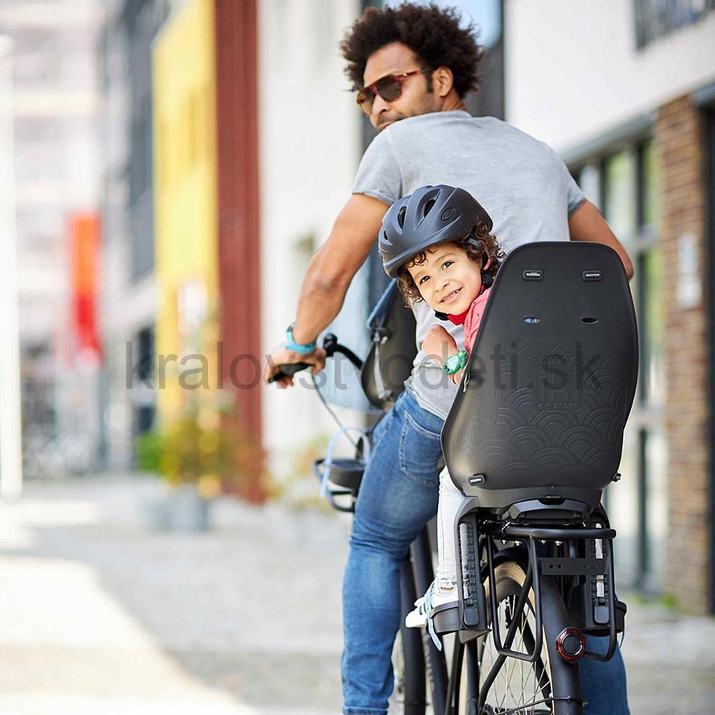 Zadná sedačka na bicykel s adaptérom a nosičom na rám SET, nosnosť 22kg BIELA s bežovou