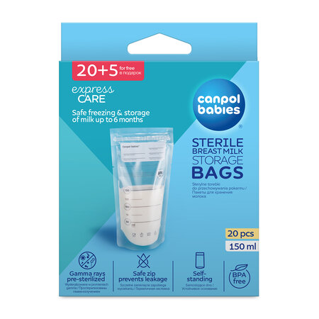 Canpol babies Vrecká na uskladnenie materského mlieka (aj zmrazením) 150ml 20ks