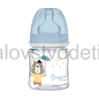 Canpol babies Antikoliková fľaša so širokým hrdlom EasyStart 120 ml PP BONJOUR PARIS modrá