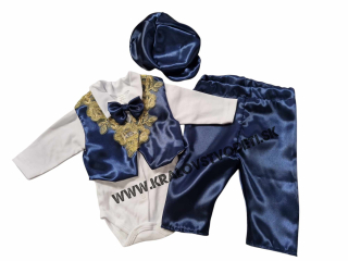 Tmavo modrý + zlatý chlapčenský set veľ. 56